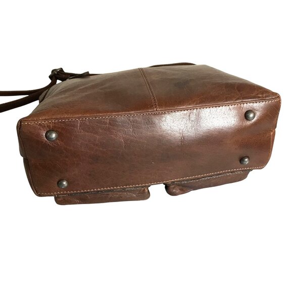 Wild West Los Angeles Brown Leather Crossbody or Shoulder Saddle Bag Pockets - Picture 6 of 12